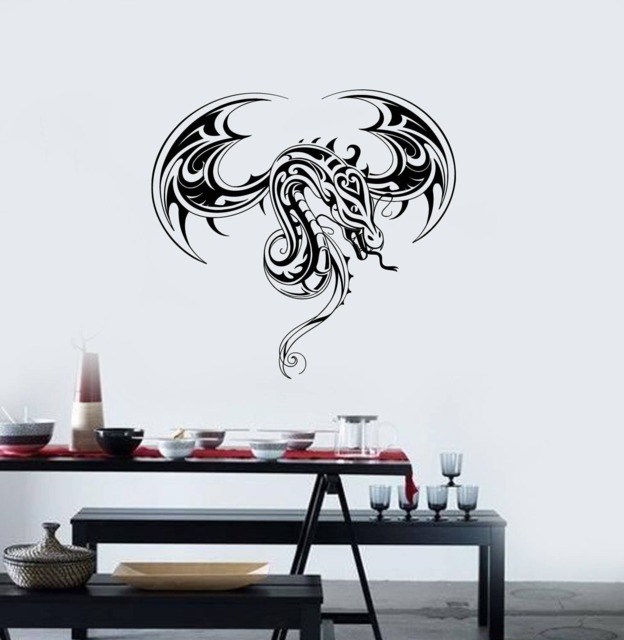 Beautiful Dragon Vinyl Wall Decal Fantasy Art Boy Teen Room Stickers Mural - #2577Di - image 1