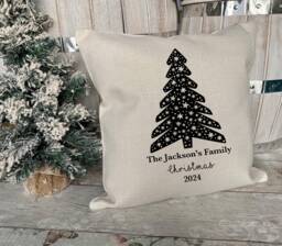 Personalised Christmas Tree Family Cushion, Decoration, Home Decor, Keepsake Gift - thumbnail 1