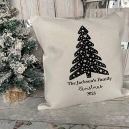 Personalised Christmas Tree Family Cushion, Decoration, Home Decor, Keepsake Gift - thumbnail 3