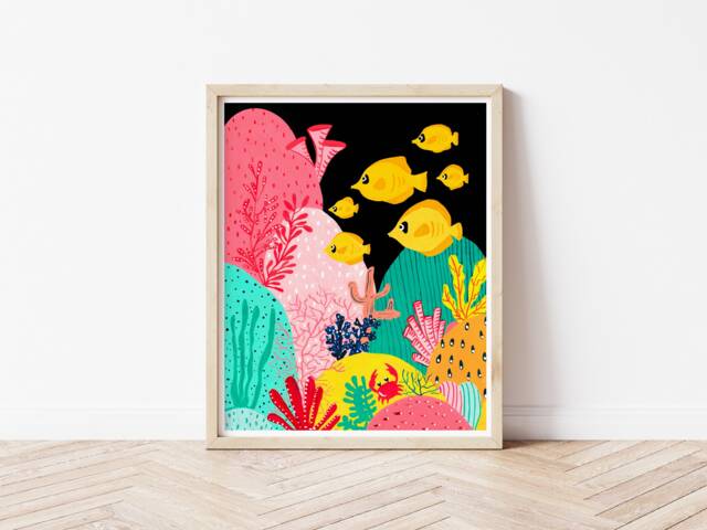 Under The Sea Art Print, 100% Cotton Fine Paper, Colourful Ocean Scene, Nursery Wall Decor, Mothers Day For Mother - image 1