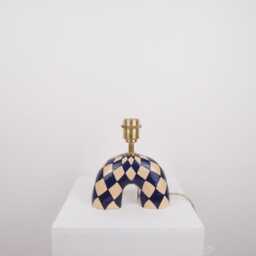 Handmade Blue Diamond Ceramic Lamp Artisan Lighting With Alpaca Shade - thumbnail 4