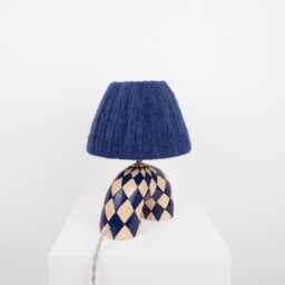 Handmade Blue Diamond Ceramic Lamp Artisan Lighting With Alpaca Shade - thumbnail 3