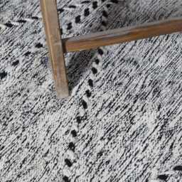 Geometric Berber Rug Black & White Moroccan Wool Carpet - 7, 8x4, 6 Ft - thumbnail 3