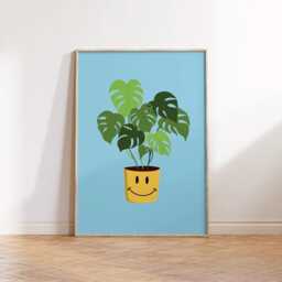 Monstera Deliciosa Print Poster, Swiss Cheese Plant, Living Room Wall Print, Bedroom Decor, Dopamine Portrait Art, House Plant - thumbnail 3