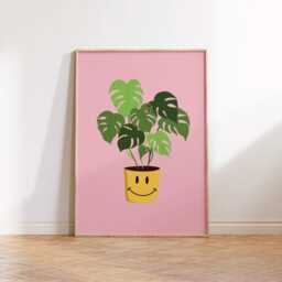 Monstera Deliciosa Print Poster, Swiss Cheese Plant, Living Room Wall Print, Bedroom Decor, Dopamine Portrait Art, House Plant - thumbnail 2