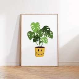 Monstera Deliciosa Print Poster, Swiss Cheese Plant, Living Room Wall Print, Bedroom Decor, Dopamine Portrait Art, House Plant - thumbnail 1