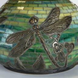 Mosaic Stained Glass Lamp Best Gift For Mom Dragonfly Bronze Anniversary Modern Bedside Birthday Gifts - thumbnail 3