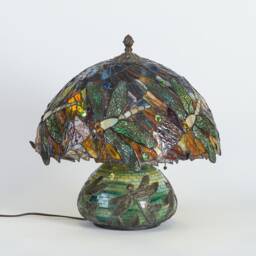 Mosaic Stained Glass Lamp Best Gift For Mom Dragonfly Bronze Anniversary Modern Bedside Birthday Gifts - thumbnail 2