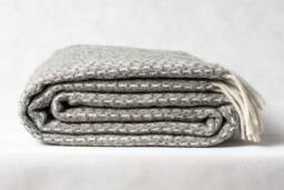 "Grey Wool Throw Blanket With Fringes Eco-Friendly Bedspread - 55""x79" - thumbnail 1