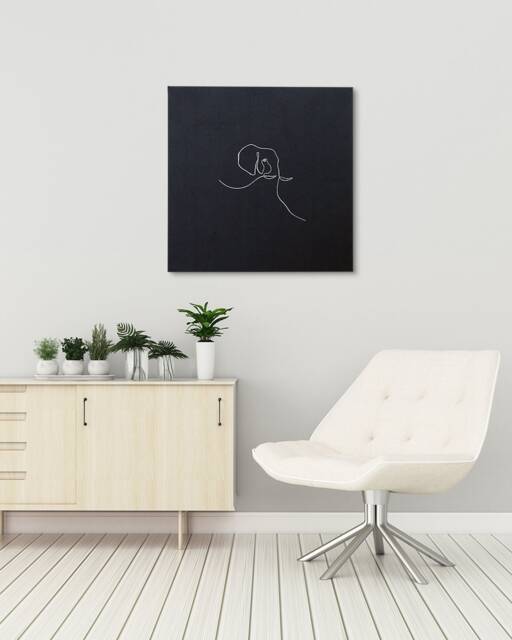Embroidery Elephant Canvas Poster Kids Wall Art Modern Framed Hanging Office Decor Single Line Minimalist - image 1