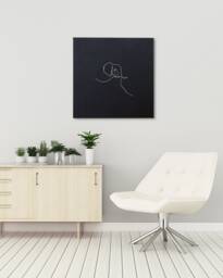 Embroidery Elephant Canvas Poster Kids Wall Art Modern Framed Hanging Office Decor Single Line Minimalist - thumbnail 1