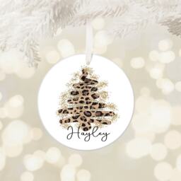 Personalised Leopard Print Bauble, Ceramic Christmas Decoration, Tree Ornament For Her, Glitter Effect Gift - thumbnail 1