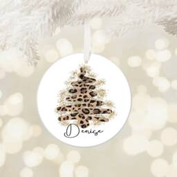 Personalised Leopard Print Bauble, Ceramic Christmas Decoration, Tree Ornament For Her, Glitter Effect Gift - thumbnail 3