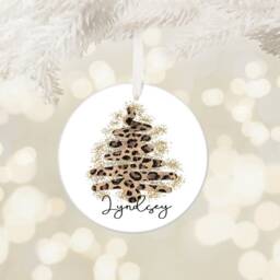 Personalised Leopard Print Bauble, Ceramic Christmas Decoration, Tree Ornament For Her, Glitter Effect Gift - thumbnail 2