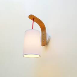 Wood Wall Sconce Hardwired, Oak Bracket For Pendant Light, Modern Bedroom Hanging Swag Lamp - thumbnail 1