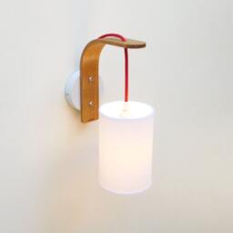 Wood Wall Sconce Hardwired, Oak Bracket For Pendant Light, Modern Bedroom Hanging Swag Lamp - thumbnail 3