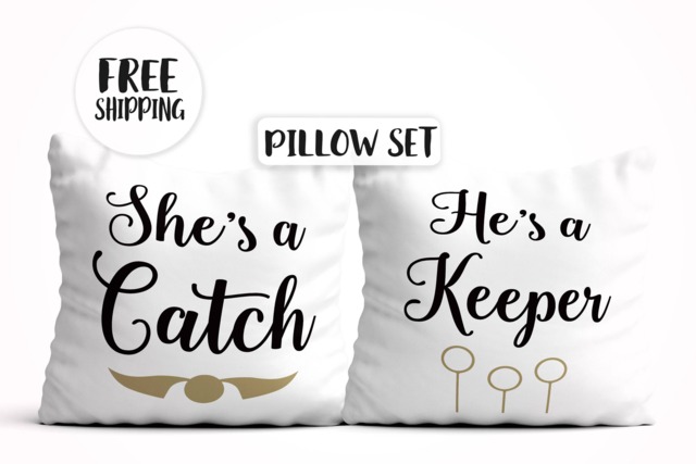 Valentines Day Gift For Him, Valentines Pillow, She's A Catch He's Keeper, Her, Anniversary, Boyfriend, Girlfriend - image 1