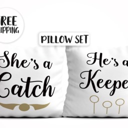 Valentines Day Gift For Him, Valentines Pillow, She's A Catch He's Keeper, Her, Anniversary, Boyfriend, Girlfriend - thumbnail 3