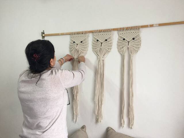 Macrame Owl Wall Art Set Bohemian Nursery Decor - image 1