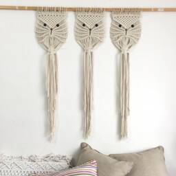 Macrame Owl Wall Art Set Bohemian Nursery Decor - thumbnail 4