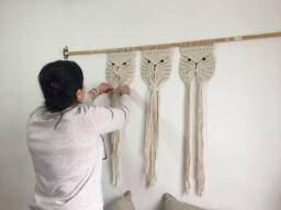 Macrame Owl Wall Art Set Bohemian Nursery Decor - thumbnail 1