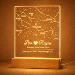 Custom Star Map Night Light - Engraved Acrylic Constellation Lamp - UK Made - thumbnail 1