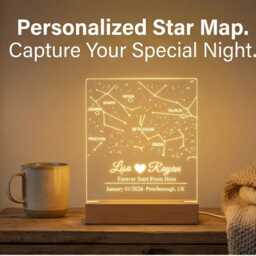 Custom Star Map Night Light - Engraved Acrylic Constellation Lamp - UK Made - thumbnail 2