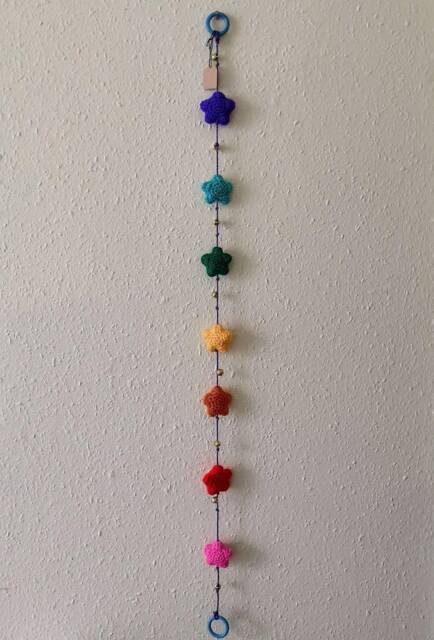 Wall Hanging Hand Crafted With Rainbow Stars & Jingle Bells - image 1