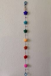 Wall Hanging Hand Crafted With Rainbow Stars & Jingle Bells