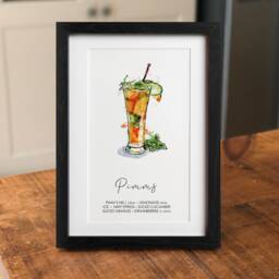 Pimms Cocktail Recipe Art Print Illustrated Watercolor - thumbnail 3