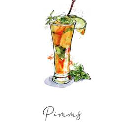 Pimms Cocktail Recipe Art Print Illustrated Watercolor - thumbnail 2
