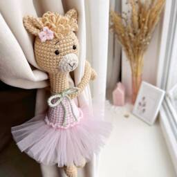 Llama Curtain Tieback Pink Tie Back Nursery Decor Animal Knit Holders Nursery - thumbnail 3