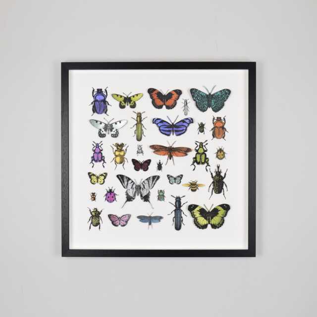 3D Paper Cut Bugs & Butterflies Wall Art, Framed Print, Fun Decor, Collectors Art - image 1
