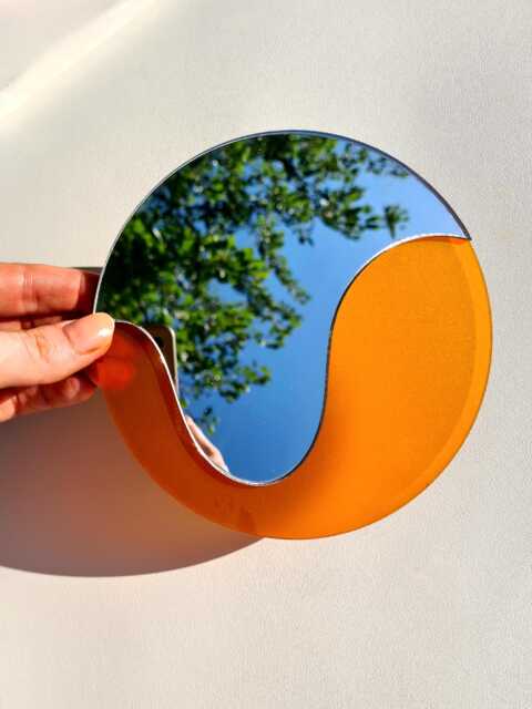 Drip Circle Mirror Funky Wall Decor, Clean Girl Aesthetic Mirror, Groovy Retro Vanity Soft Pastel Gallery Art, Dopamine Style - image 1