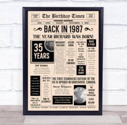 1987 Newspaper Any Age Year You Were Born Birthday Facts Personalised Gift Print - thumbnail 1