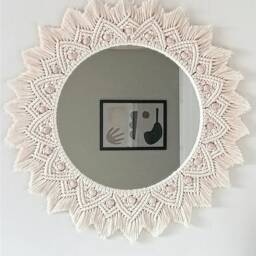 Large Macrame Mirror - Wall Decor Housewarming & Birtday Gift Living Room Boho Express Shipping - 1-3 Days Best - thumbnail 2