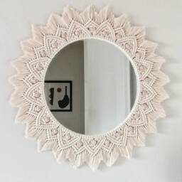 Large Macrame Mirror - Wall Decor Housewarming & Birtday Gift Living Room Boho Express Shipping - 1-3 Days Best - thumbnail 3