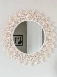 Large Macrame Mirror - Wall Decor Housewarming & Birtday Gift Living Room Boho Express Shipping - 1-3 Days Best - thumbnail 1