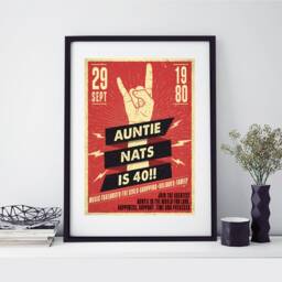 Personalised Rock Gig Poster, Birthday Gift For Music Lover. Unframed A4, A3, A2. Custom Made Print Him, Rock Personalised - thumbnail 1