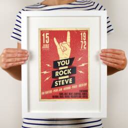 Personalised Rock Gig Poster, Birthday Gift For Music Lover. Unframed A4, A3, A2. Custom Made Print Him, Rock Personalised - thumbnail 2