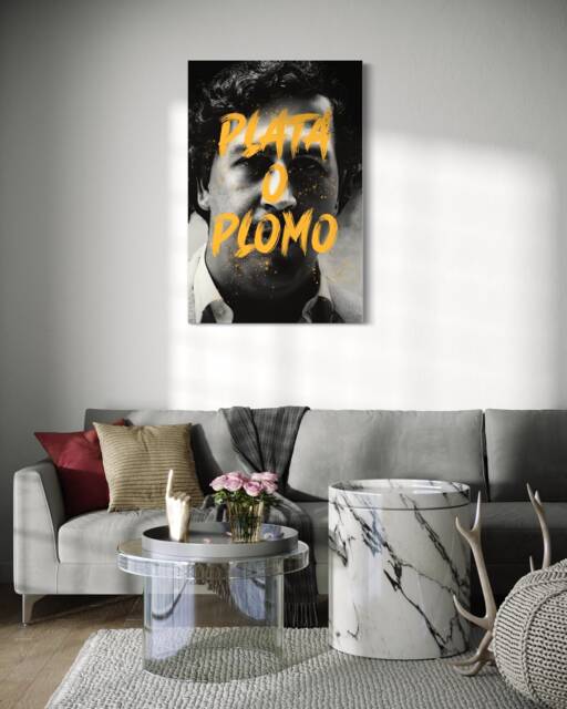Pablo Escobar Handcrafted French Velvet Canvas Modern Wall Art For Unique Home Decor Painting Plata O Plomo - image 1