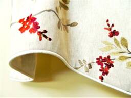 Fabricut Brookdale Garnet Embroidery Floral Window Valance Lined & Corded Rod Pocket Scallop Made To Order - thumbnail 2