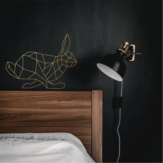Geometric Running Rabbit Wall Art, Minimalist, Modern, Abstract, Decal, Mural, Transfer, Boho -G047 , 5 Sizes, 36 Colour Options - image 1