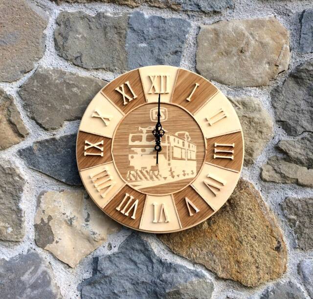 station Clock, Wooden Wall Vintage Old Man Gift For Train Lover, Traveler - image 1