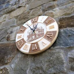 station Clock, Wooden Wall Vintage Old Man Gift For Train Lover, Traveler - thumbnail 3