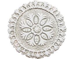 Circulo Suzani Ceramic Wall Design, Outdoor Art For Garden Decor, Tile Kitchen, #4 Circle Cutout 26cm Beige - thumbnail 1