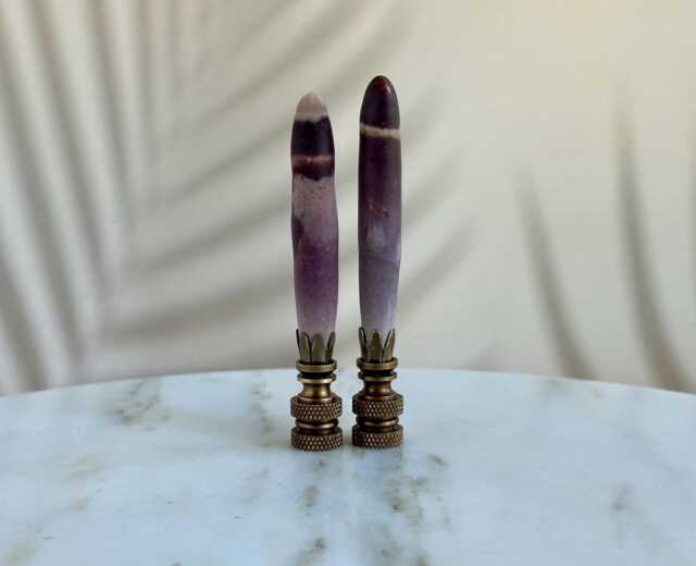 Sea Urchin Spine Lamp Finials - Natural Specimens On Bronze Hardware A Matching Pair - image 1