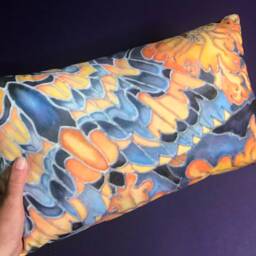 Cool Grey Blue Orange Modern Accent Pillow - Now Half Price Moth Settee Cushion Living Room Decor Contemporary Sofa - thumbnail 1