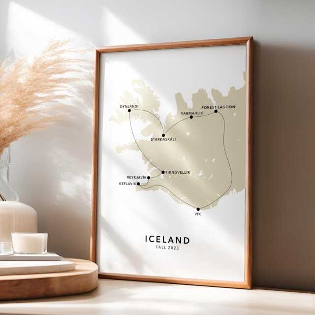 Iceland Personalised Travel Map Print With Photo Collage Custom Poster Engagement Honeymoon Gift - image 1