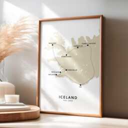 Iceland Personalised Travel Map Print With Photo Collage Custom Poster Engagement Honeymoon Gift - thumbnail 1